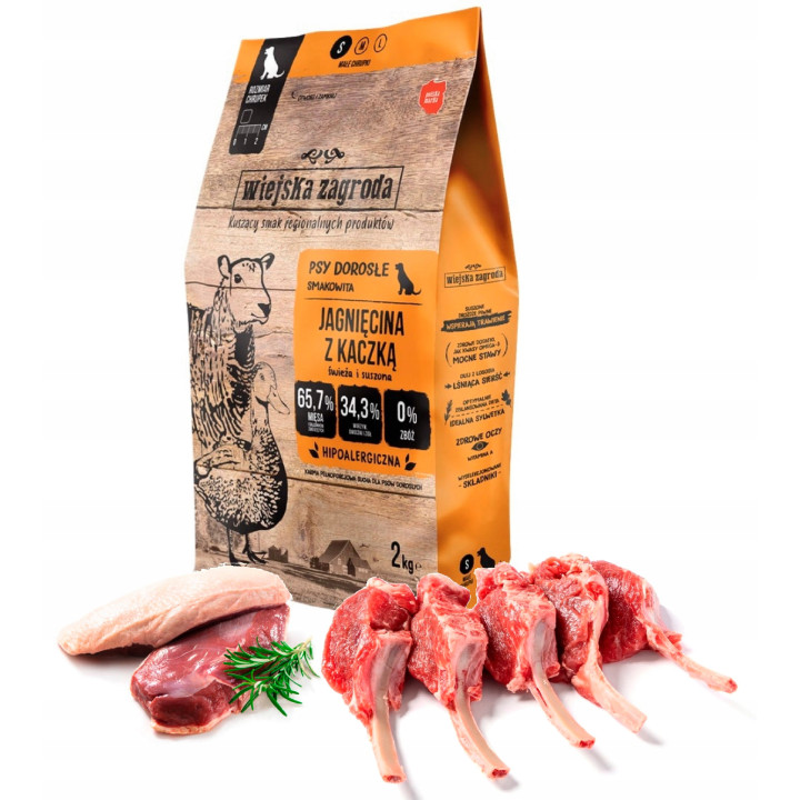 Sucha karma dla psa Wiejska Zagroda Jagnięcina z KACZKĄ małe rasy S 2 kg