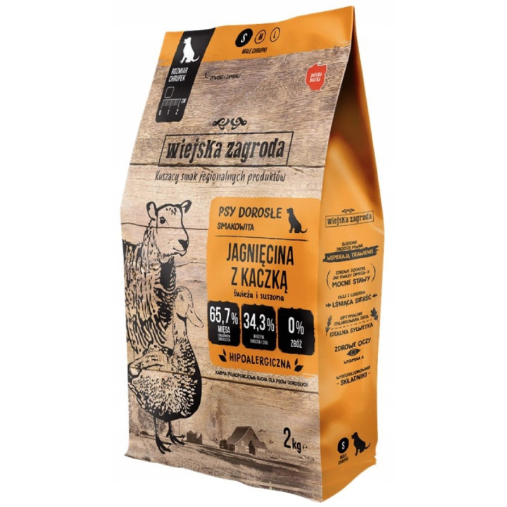 Sucha karma dla psa Wiejska Zagroda Jagnięcina z KACZKĄ małe rasy S 2 kg