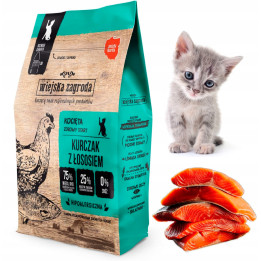 Wiejska Zagroda karma sucha dla KOCIĄT Kurczak z Łososiem 5 kg 75% mięsa
