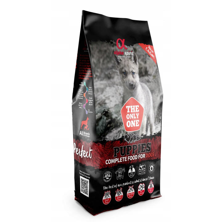 Karma półmiękka dla szczeniąt ALPHA SPIRIT Puppies 12kg INDYK KACZKA RYBY