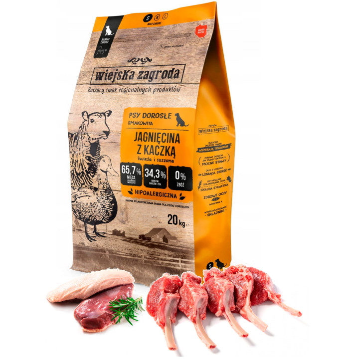 Sucha karma dla psa Wiejska Zagroda Jagnięcina z KACZKĄ małe rasy S 20 kg