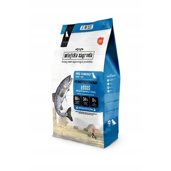 Wiejska Zagroda sucha karma MONOBIAŁKOWA małe i średnie rasy ŁOSOŚ 6kg S/M