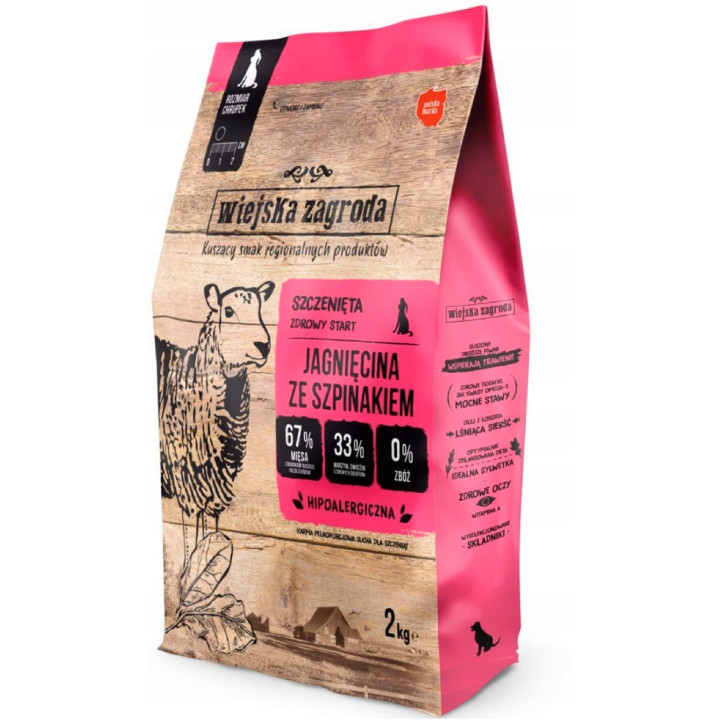 Wiejska Zagroda Sucha Karma JAGNIĘCINA SZPINAK małe rasy szczeniak S 2kg