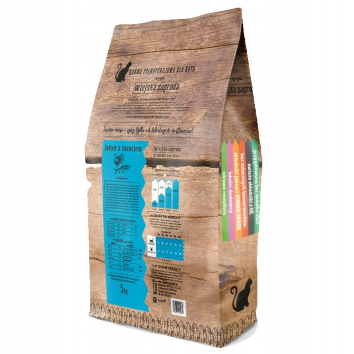 WIEJSKA ZAGRODA karma sucha dla kota dorosłego INDYK z ŁOSOSIEM 5 kg