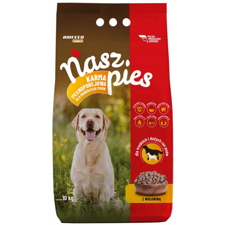 Karma sucha dla psa średnie duże rasy BIOFEED NASZ PIES z wołowiną 10kg