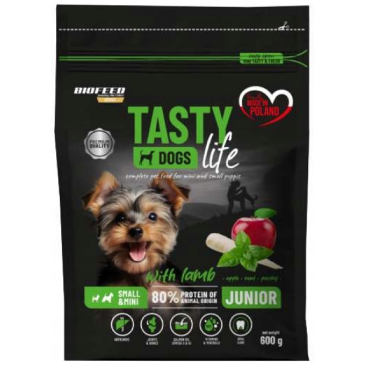 Sucha karma dla szczeniąt małe rasy TASTY DOGS LIFE JUNIOR JAGNIĘCINA 600g