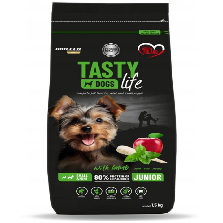 Sucha karma dla szczeniąt małe rasy TASTY DOGS LIFE JUNIOR JAGNIĘCINA 1,5kg
