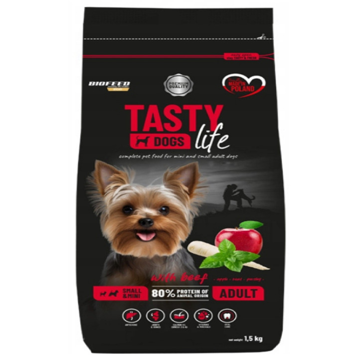 Sucha karma dla psa psów ras mini i małych TASTY DOGS LIFE z WOŁOWINĄ 1,5kg