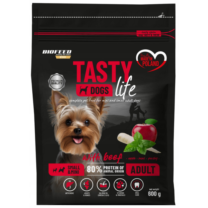 Sucha karma dla psa psów ras mini i małych TASTY DOGS LIFE z WOŁOWINĄ 600g