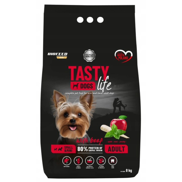 Sucha karma dla psa psów ras mini i małych TASTY DOGS LIFE z WOŁOWINĄ 8kg