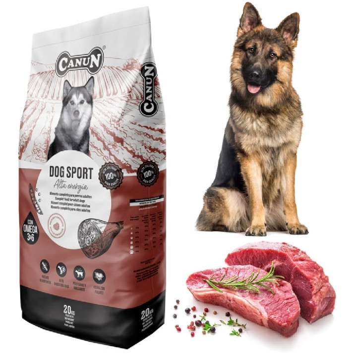 CANUN DOG SPORT sucha karma dla energicznych sportowych psów WOŁOWINA 20kg