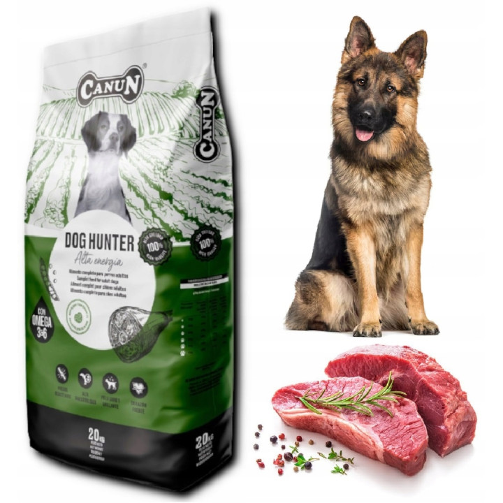 Canun Dog HUNTER sucha karma pełnoporcjowa dla aktywnych PSÓW WOŁOWINA 20kg