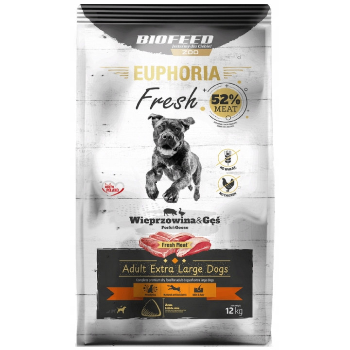 EUPHORIA FRESH Sucha Karma dla psa duże rasy WIEPRZOWINA z GĘSIĄ XL 12kg