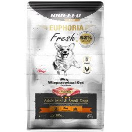 EUPHORIA FRESH MEAT Karma dla psów mini małych WIEPRZOWINA z GĘSIĄ XS/S 2kg