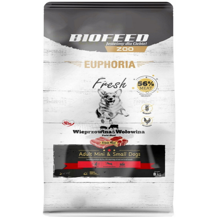 EUPHORIA FRESH MEAT Karma dla psów małych WIEPRZOWINA z WOŁOWINĄ XS/S 8kg