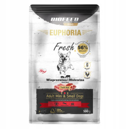 EUPHORIA FRESH MEAT Karma dla psów małych WIEPRZOWINA z WOŁOWINĄ XS/S 0,5kg