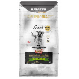 EUPHORIA FRESH MEAT Karma dla psa bezzbożowa INDYK z JAGNIĘCINĄ M/L 12kg