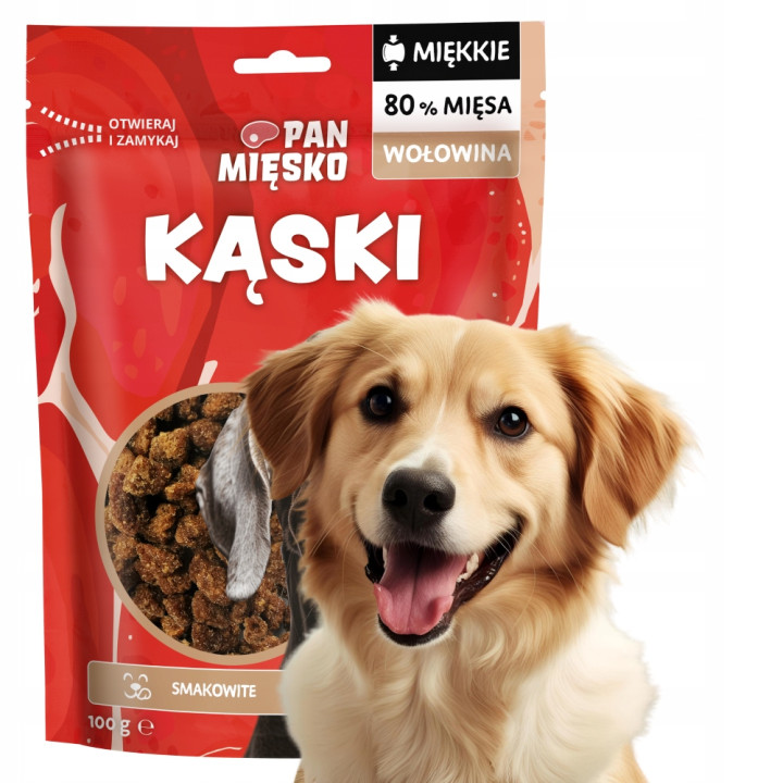 Pan Mięsko Przysmak dla psa Smaczne miekkie Kąski Wołowina mono 100g