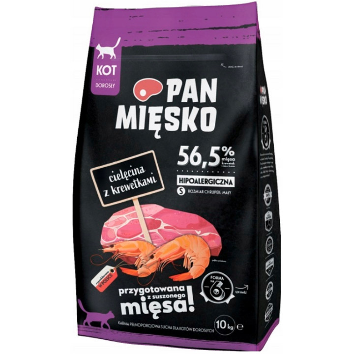 Sucha karma dla kota Pan Mięsko CIELĘCINA z KREWETKAMI hipoalergiczna 10 kg