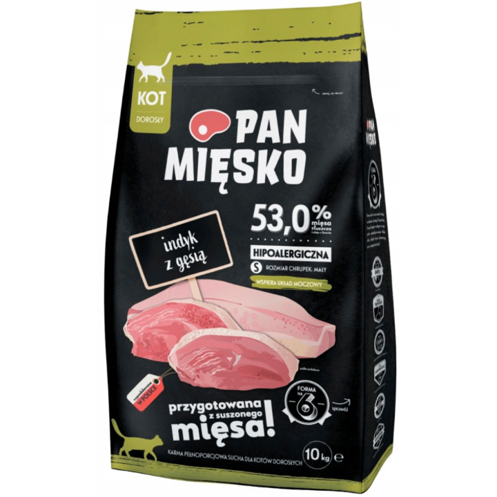 Sucha karma dla kota Pan Mięsko Indyk z Gęsią HIPOALERGICZNA 10 kg S