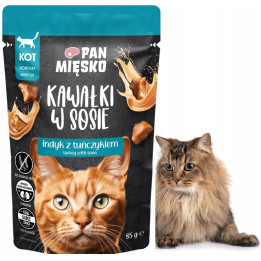 Pan Mięsko Karma mokra dla KOTA Kawałki w sosie INDYK z TUŃCZYKIEM 85 g