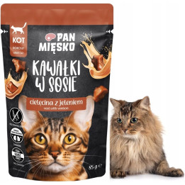 Pan Mięsko Karma mokra dla KOTA Kawałki w sosie CIELĘCINA z JELENIEM 85 g