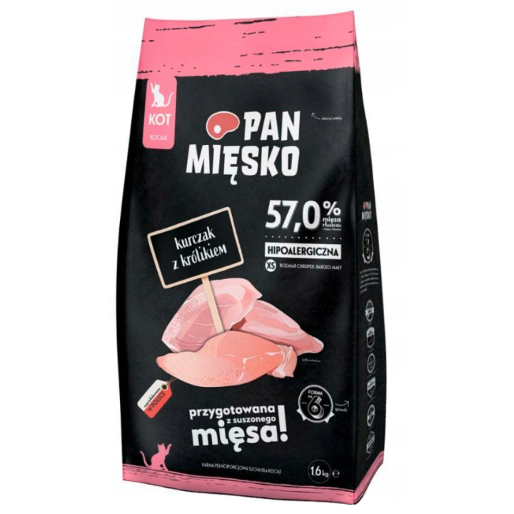 Sucha karma dla kociąt Pan Mięsko KURCZAK z KRÓLIKIEM 1,6 kg XS kociak
