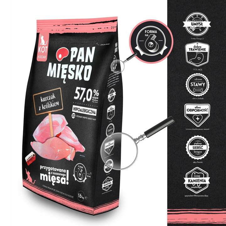 Sucha karma dla kociąt Pan Mięsko KURCZAK z KRÓLIKIEM 1,6 kg XS kociak