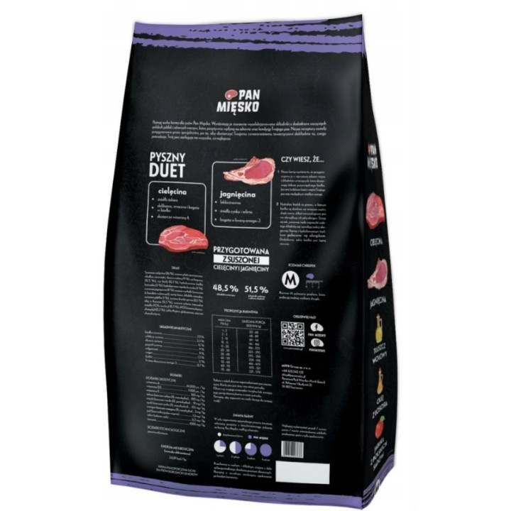 Pan Mięsko SENIOR Sucha Karma LEKKOSTRAWNA Cielęcina z Jagnięciną M 3kg