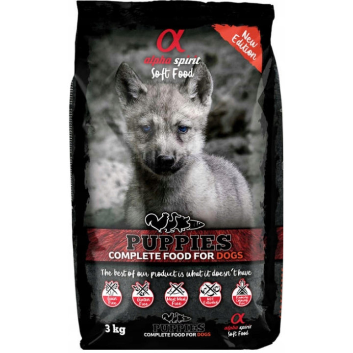 Karma półmiękka dla szczeniąt ALPHA SPIRIT Puppies 3kg INDYK KACZKA RYBY