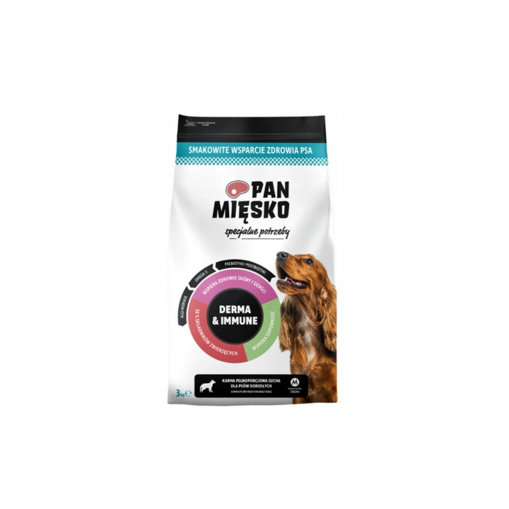 Karma sucha dla psa PAN MIĘSKO Derma & Immune WIEPRZOWINA RYBY M 3kg
