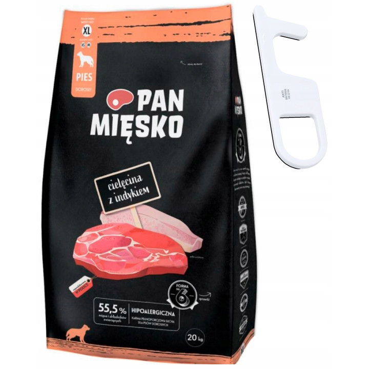 PETKING Pan Mięsko Karma sucha Cielęcina z indykiem XL 20kg + Safe Finger