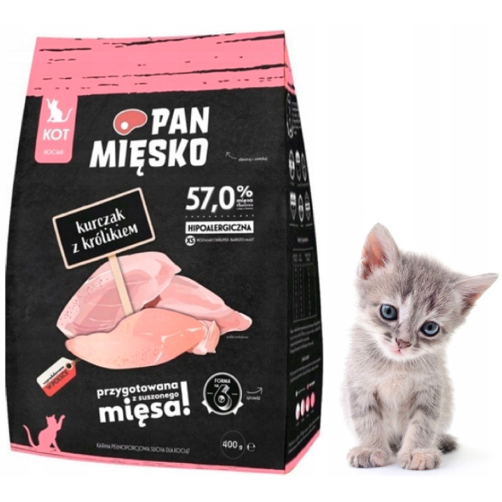 Sucha karma dla kota Pan Mięsko KURCZAK z KRÓLIKIEM 400 g XS kocięta