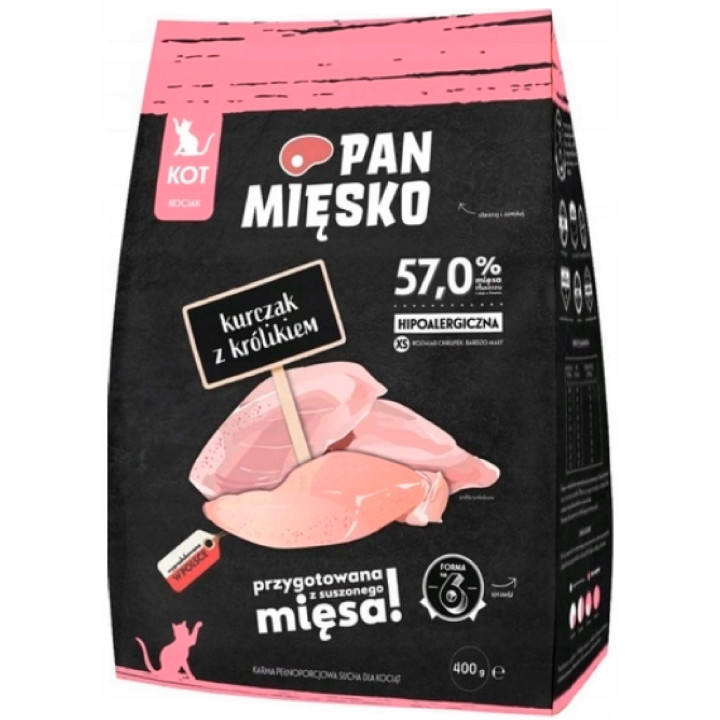 Sucha karma dla kota Pan Mięsko KURCZAK z KRÓLIKIEM 400 g XS kocięta