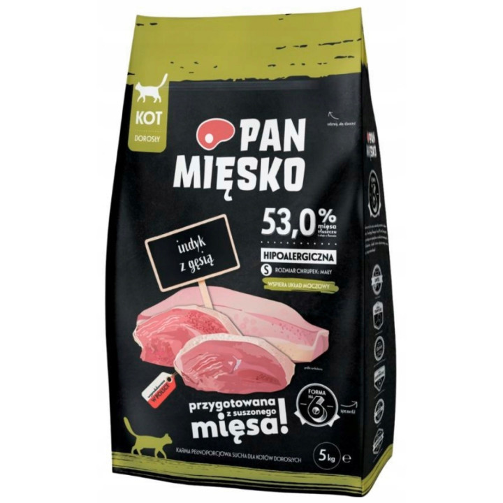 Sucha karma dla kota Pan Mięsko Indyk z Gęsią HIPOALERGICZNA 5 kg S
