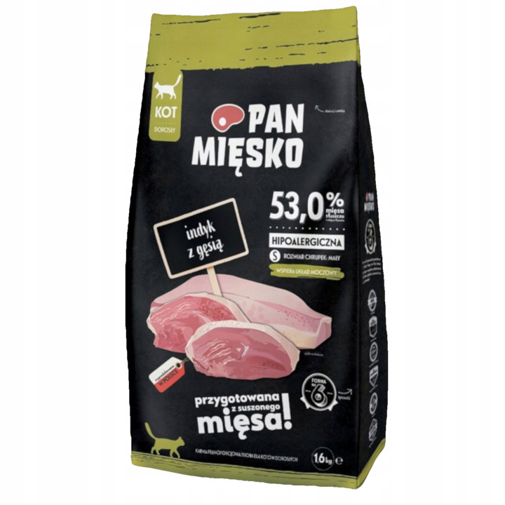 Sucha karma dla kota Pan Mięsko Indyk z Gęsią HIPOALERGICZNA 1,6 kg S