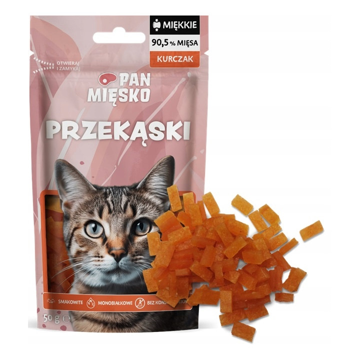 Pan Mięsko Smaczne Miekkie SMACZKI Przysmaki dla kota PRZEKĄSKI KURCZAK 50g