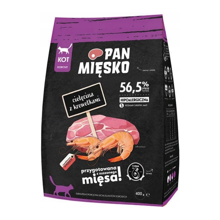 PAN MIĘSKO DLA KOTA CIELĘCINA Z KREWETKAMI S 400 g