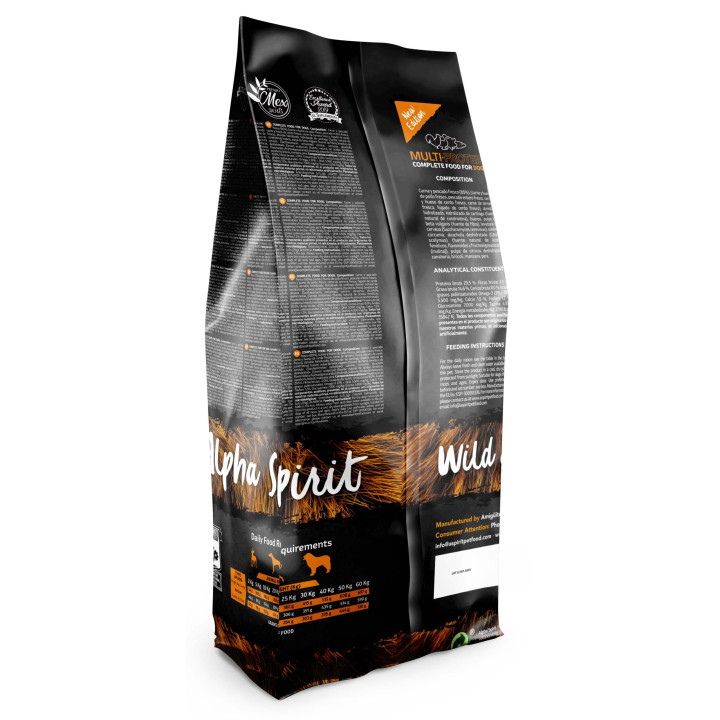 Sucha karma dla psa HIPOALERGICZNA Alpha Spirit Multiprotein 3kg 85% mięsa