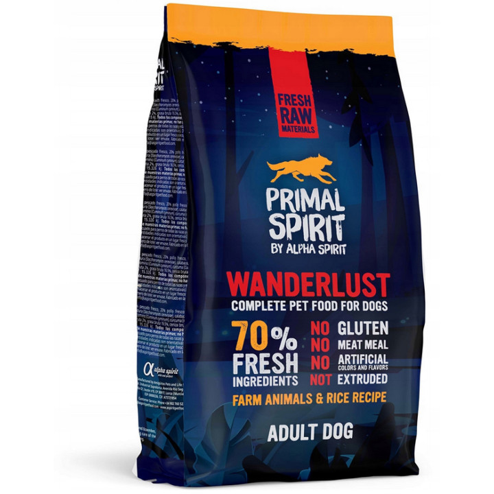 PRIMAL SPIRIT Sucha MIĘKKA karma dla psa WANDERLUST 70% Kurczak Ryby 1 kg