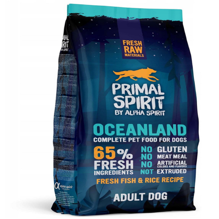 PRIMAL SPIRIT Sucha MIĘKKA karma OCEANLAND 1 kg ryba dla psów z alergią