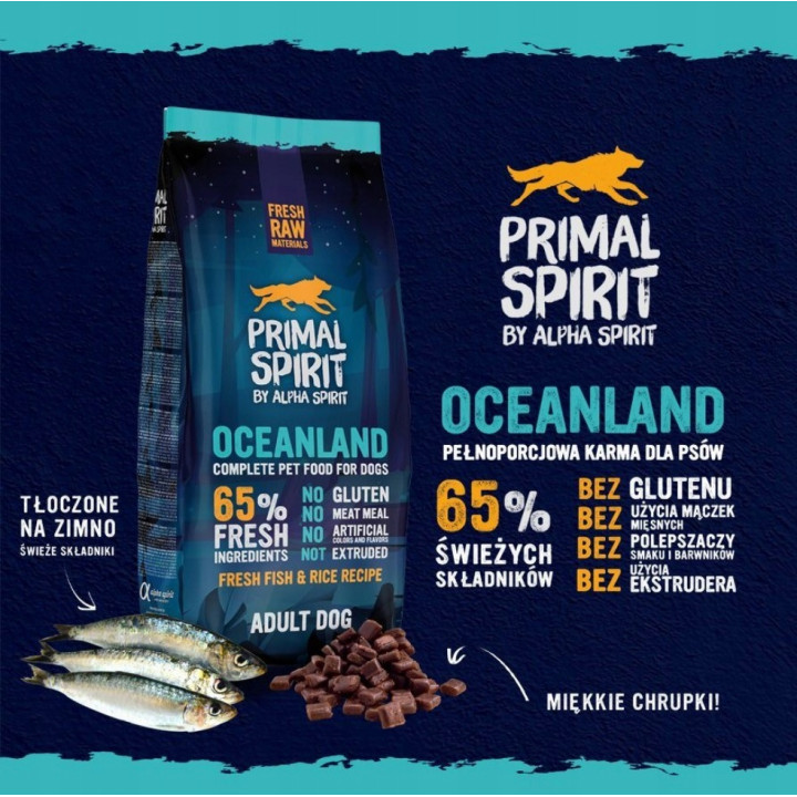 PRIMAL SPIRIT Sucha MIĘKKA karma OCEANLAND 12 kg ryba dla psów z alergią