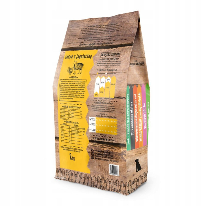 Sucha karma dla psów Wiejska Zagroda INDYK z JAGNIĘCINĄ Średnie rasy M 2 kg