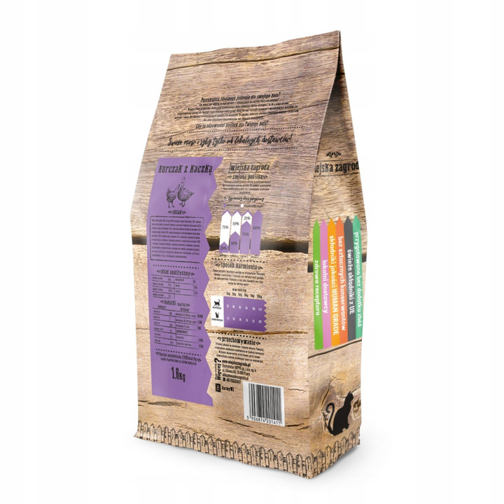 Wiejska Zagroda karma sucha dla kota KURCZAK z KACZKĄ 1,6 kg 76% mięsa